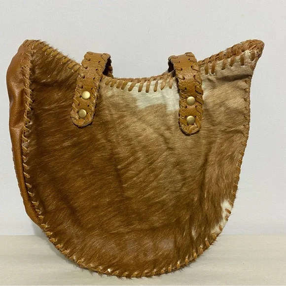 Myra Crossbody HairOn Cow Hide Leather Bag Hobo - Picture 2 of 6